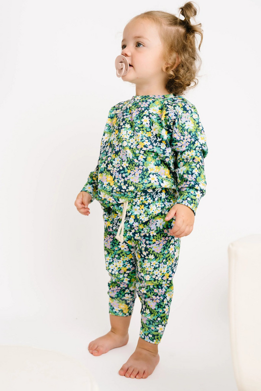 baby girl green yellow flower print long sleeve clothes preorder