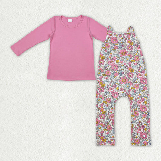 baby girl pink top floral jumosuit spring fall  outfit