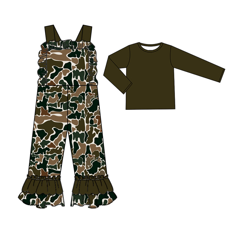 Wholesale baby girls green top matching jumpsuit clothes preorder