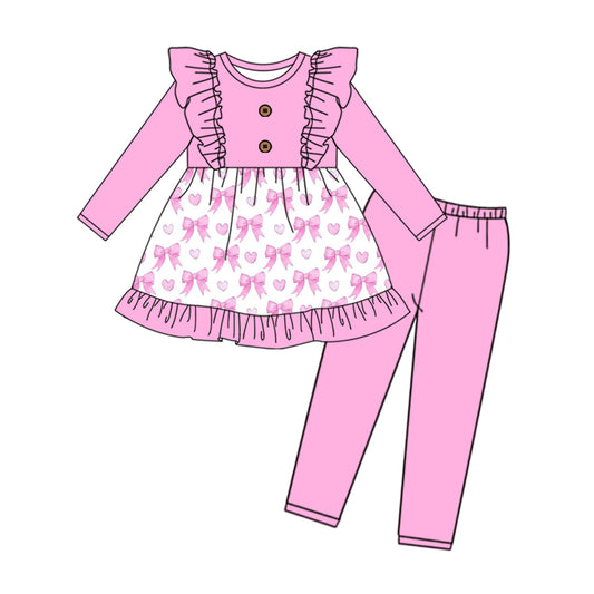 baby girl Christmas pink bow tunic top matching pants fall winter clothes preorder