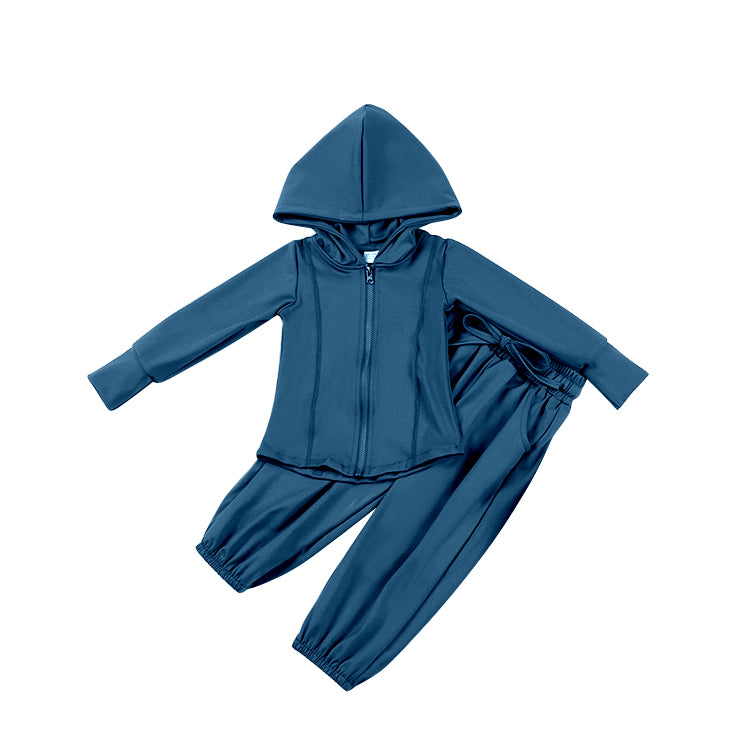 children baby girls dark blue two pieces active wear athletic sports clothes preorder