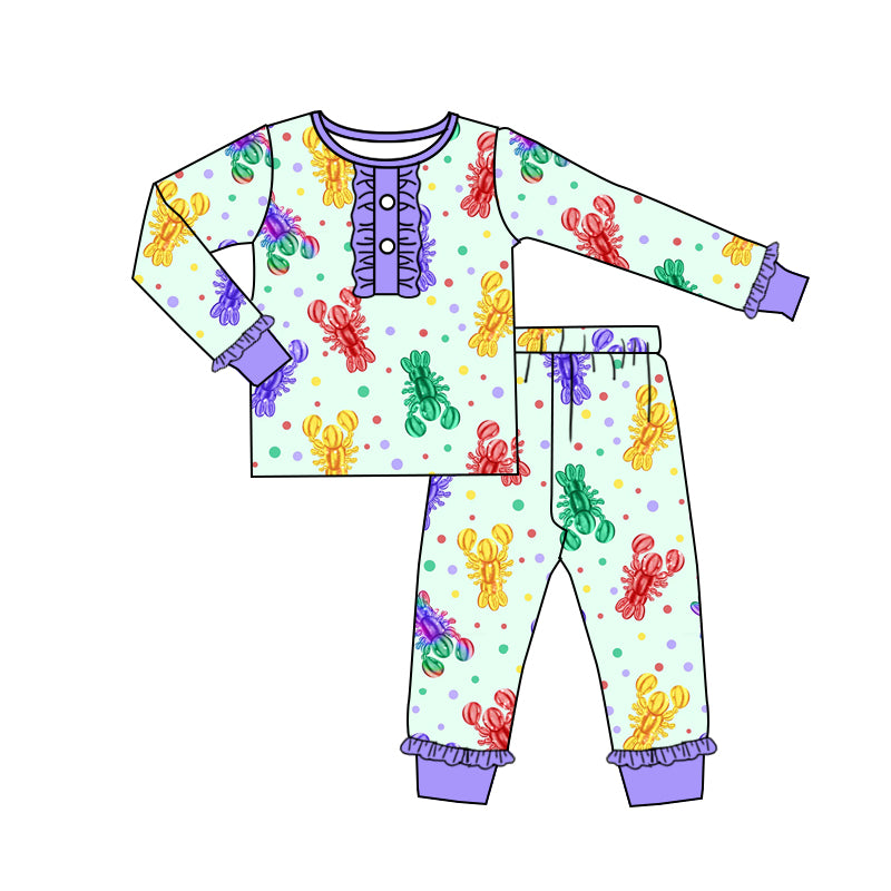 Infant baby girl Mardi Gras crawfish clothes preorder