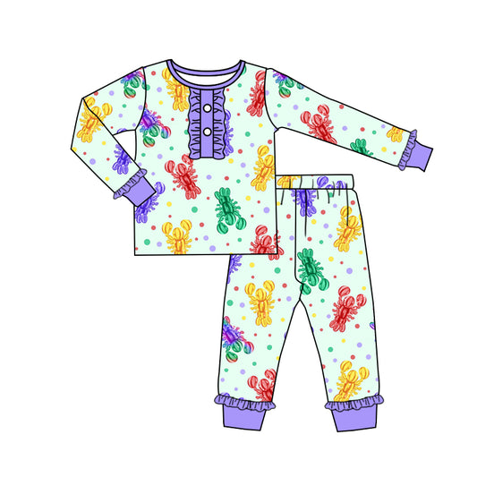 Infant baby girl Mardi Gras crawfish clothes preorder