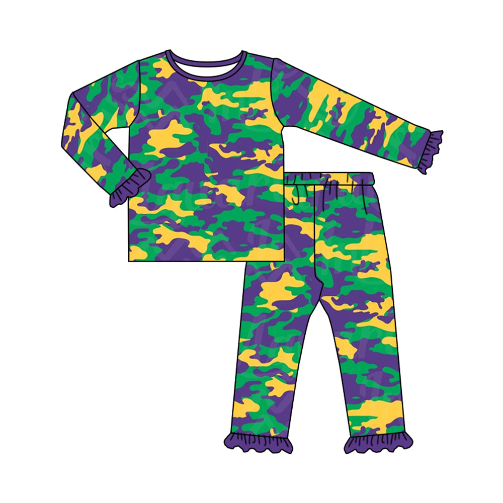 Mardi Gras camo print long sleeve clothing set preorder