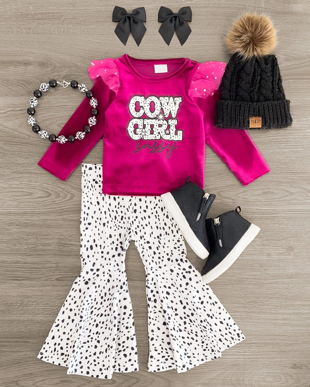 Western cowgirl sassy top cheetah bell bottoms clothes preorder