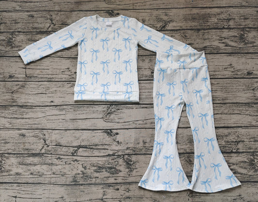 baby girls blue bow 2pcs design cable outfit preorder