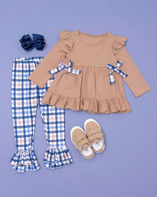 baby girls khaki tunic top matching leggings boutique set preorder
