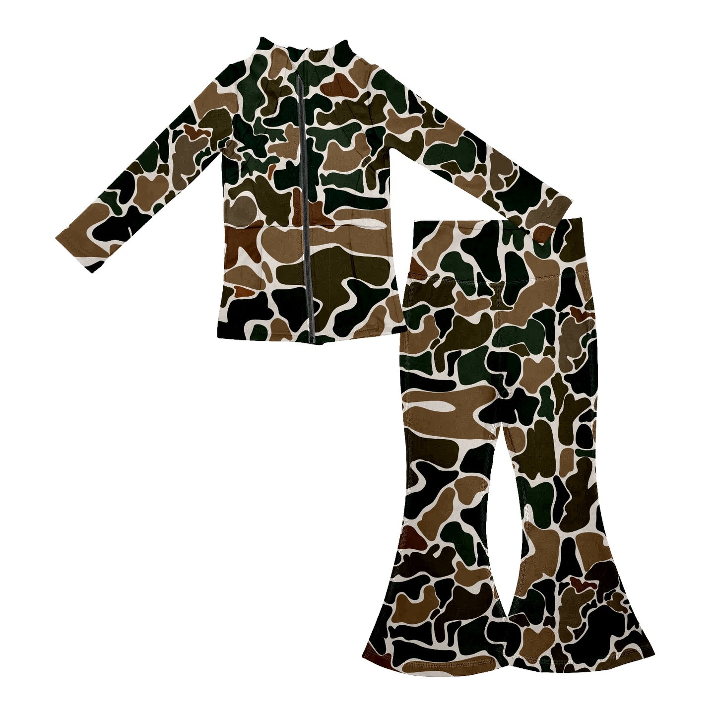 children baby girls green camo active wear athletic sports clothes preorder