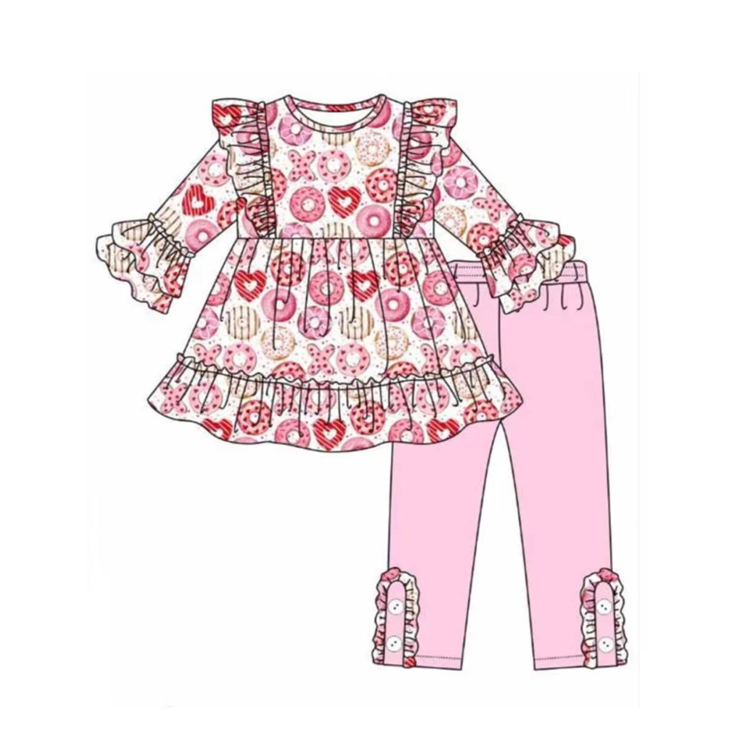 Valentines day pink donuts long sleeve clothes preorder