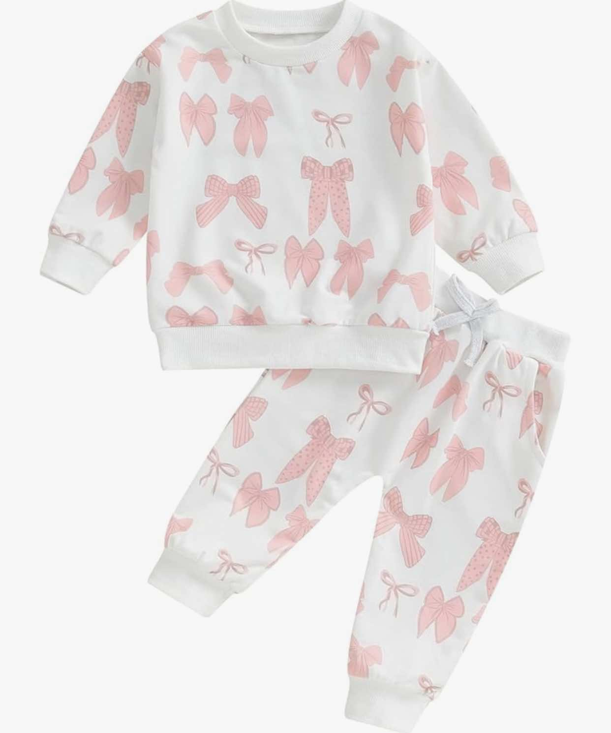 Pink bow design baby girl matching clothing set preorder