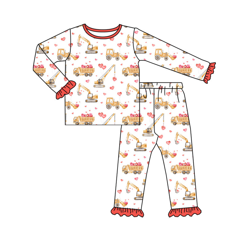 Velentines day construction heart baby girls clothes preorder