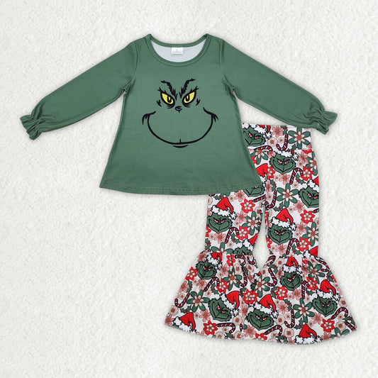 Christmas green face matching bell bottoms outfit