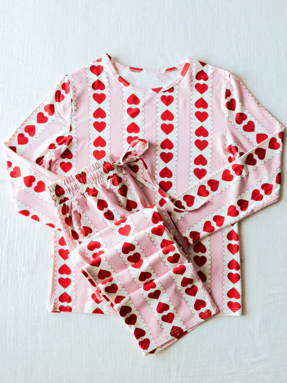 Adult Women Valentines day red heart pajama set preorder