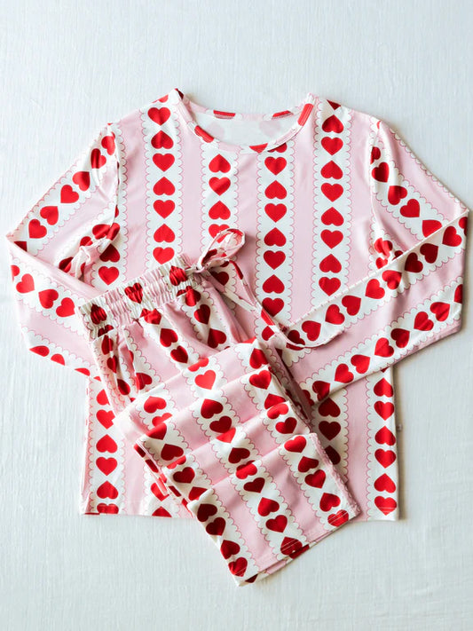 Adult Women Valentines day red heart pajama set preorder