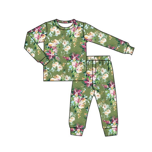 Floral design baby girls long sleeve 2pcs outfit preorder