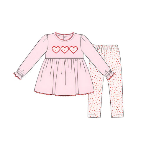Valentines day heart tunic top matching pants baby girls clothes preorder