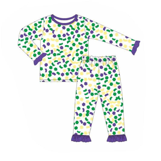 baby girl Mardi Gras long sleeve pajama set preorder