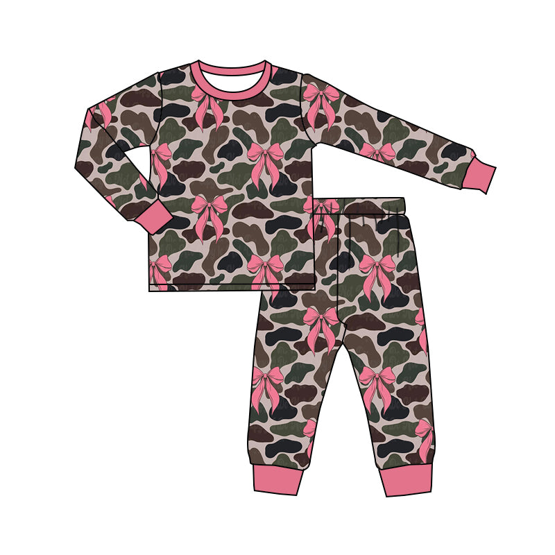 Camo bow baby girl clothing set preorder