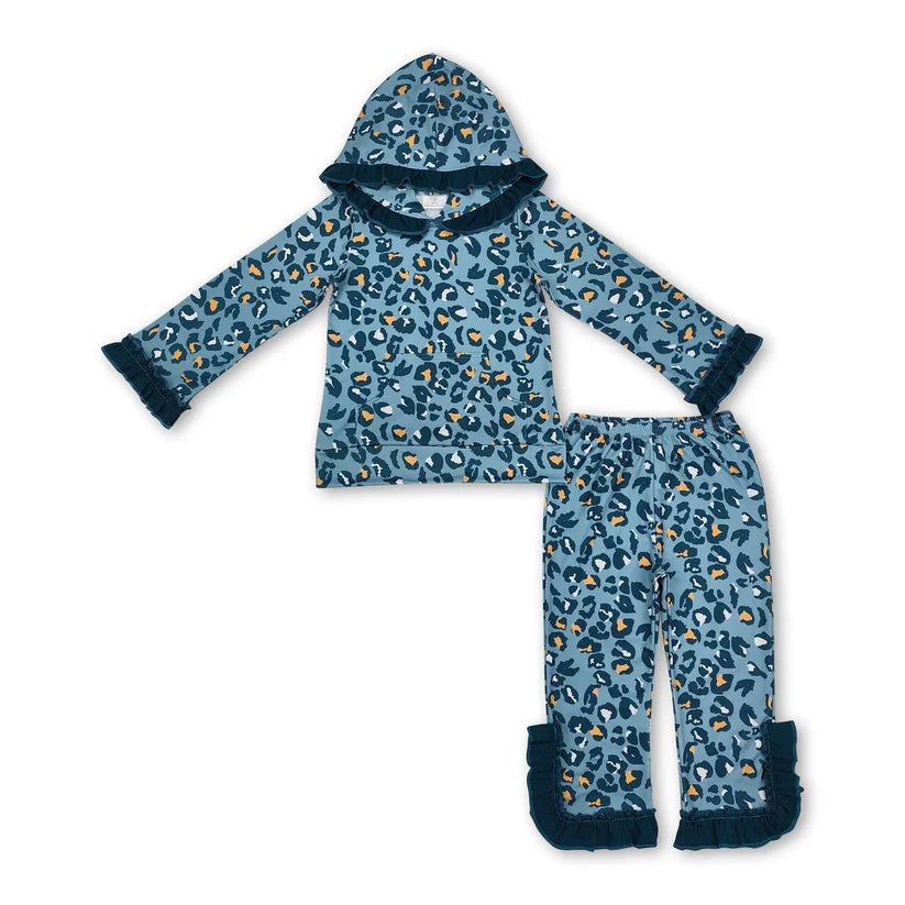Wholesale grey cotton baby girls hoodie set
