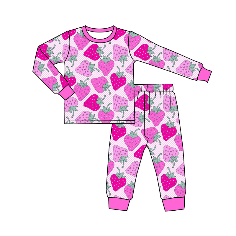 Baby girl long sleeve strawberry outfit preorder