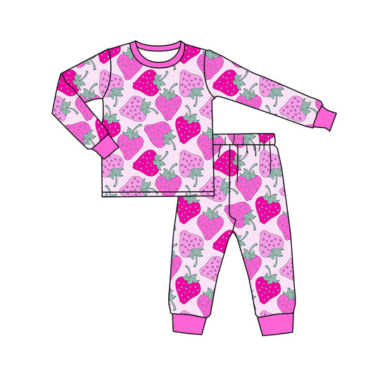 Baby girl long sleeve strawberry outfit preorder