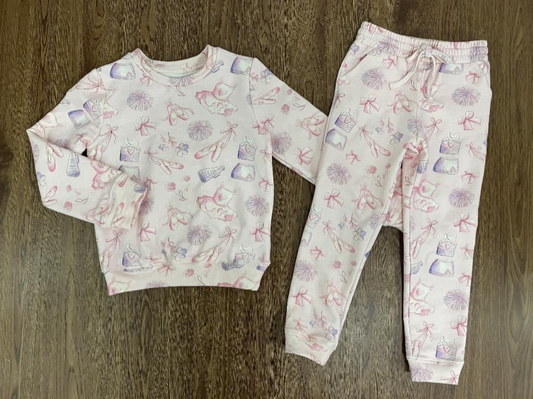 Baby girls  ballet pink bow design clothes  preorder