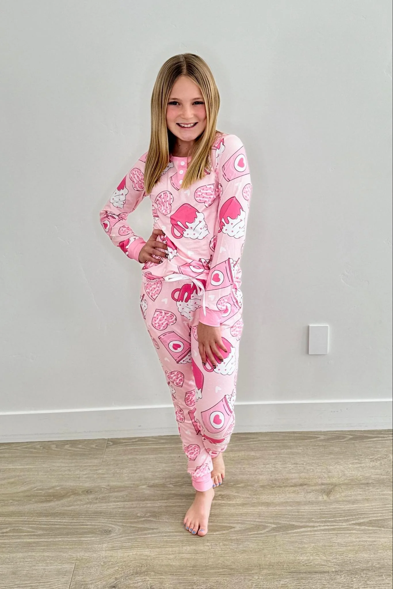 Valentines day heart print baby girls pajama set preorder