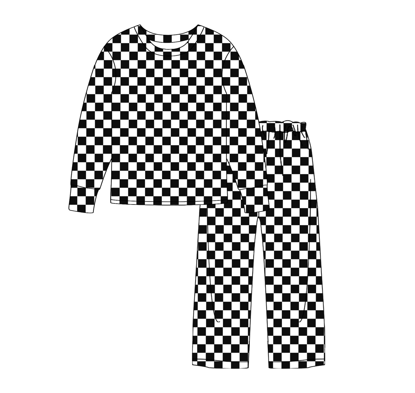 Adult women black checkered fall winter clothes preorder