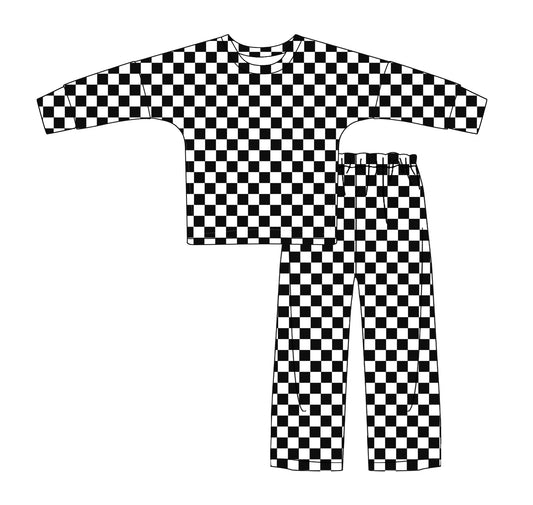 Adult women black checkered fall winter clothes preorder