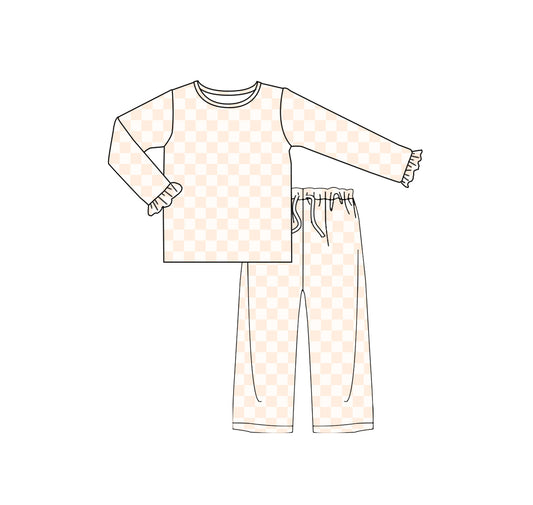 baby girl khaki checkered  outfit preorder