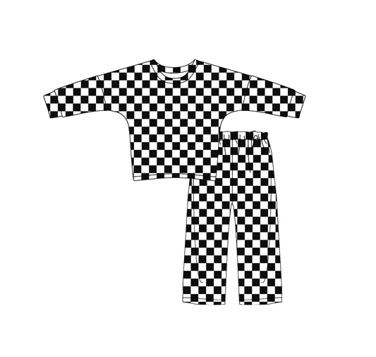 baby girl black checkered  outfit preorder