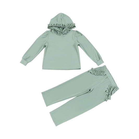 baby girl long sleeve green cotton hoodie set preorder