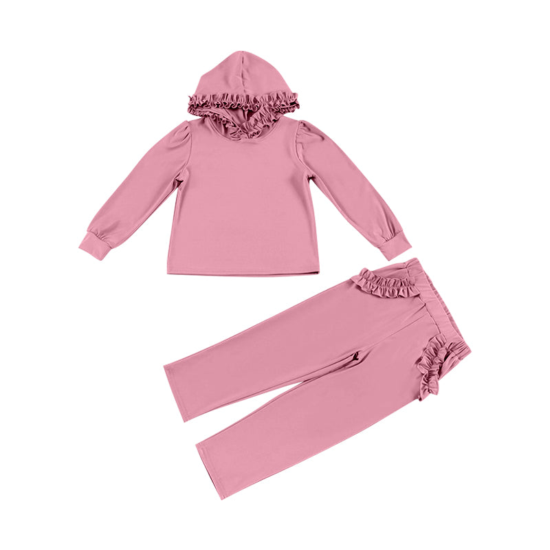 baby girl long sleeve dark pink cotton hoodie set preorder