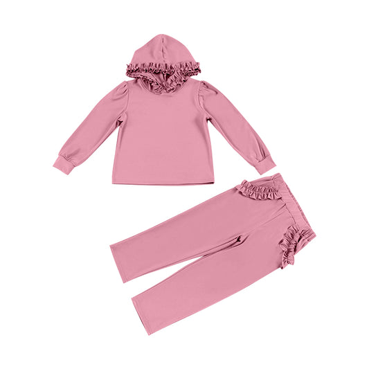 baby girl long sleeve dark pink cotton hoodie set preorder