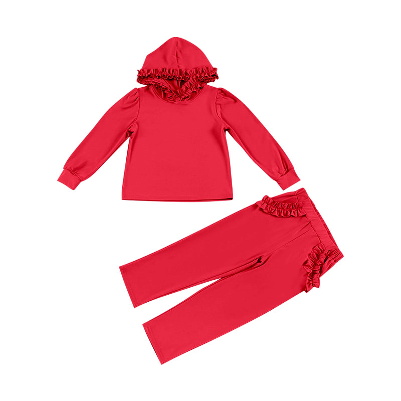 baby girl long sleeve red cotton hoodie set preorder