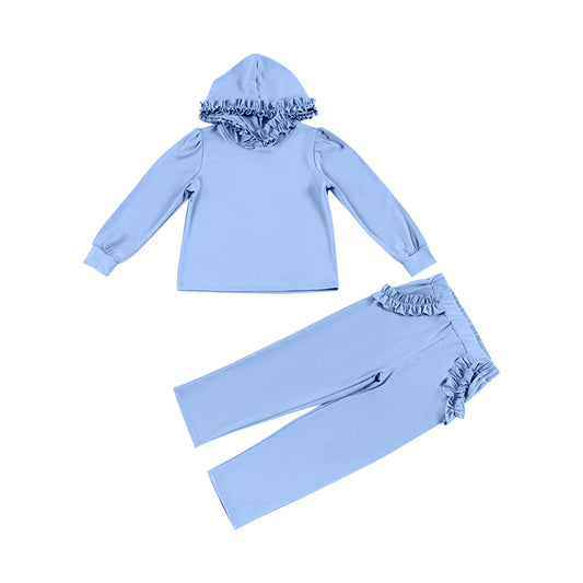 baby girl long sleeve blue cotton hoodie set preorder