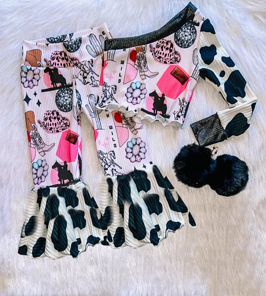 Girls western one shoulder summer outfit preorder