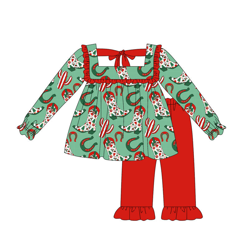 Christmas western boots tunic top matching pants clothes preorder