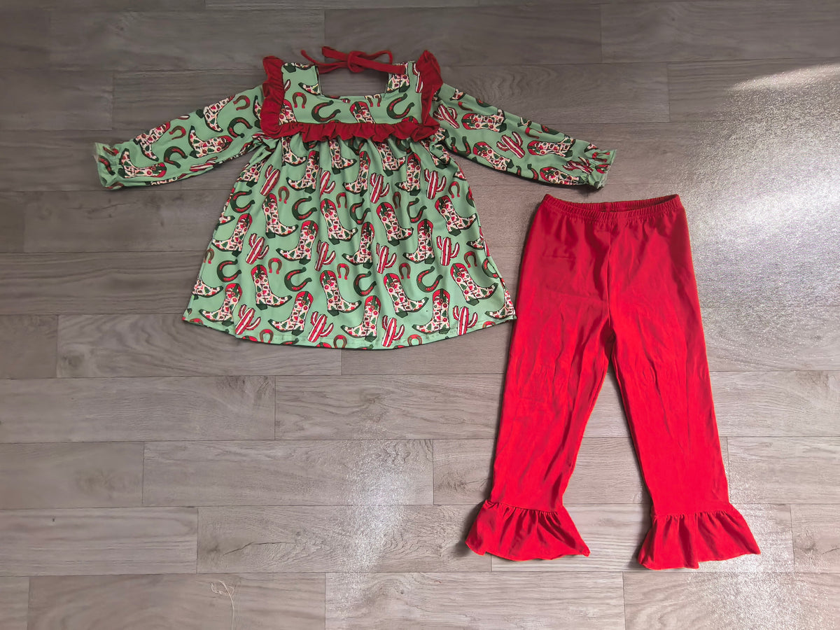 Christmas western boots tunic top matching pants clothes preorder