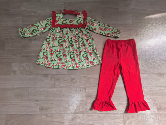 Christmas western boots tunic top matching pants clothes preorder