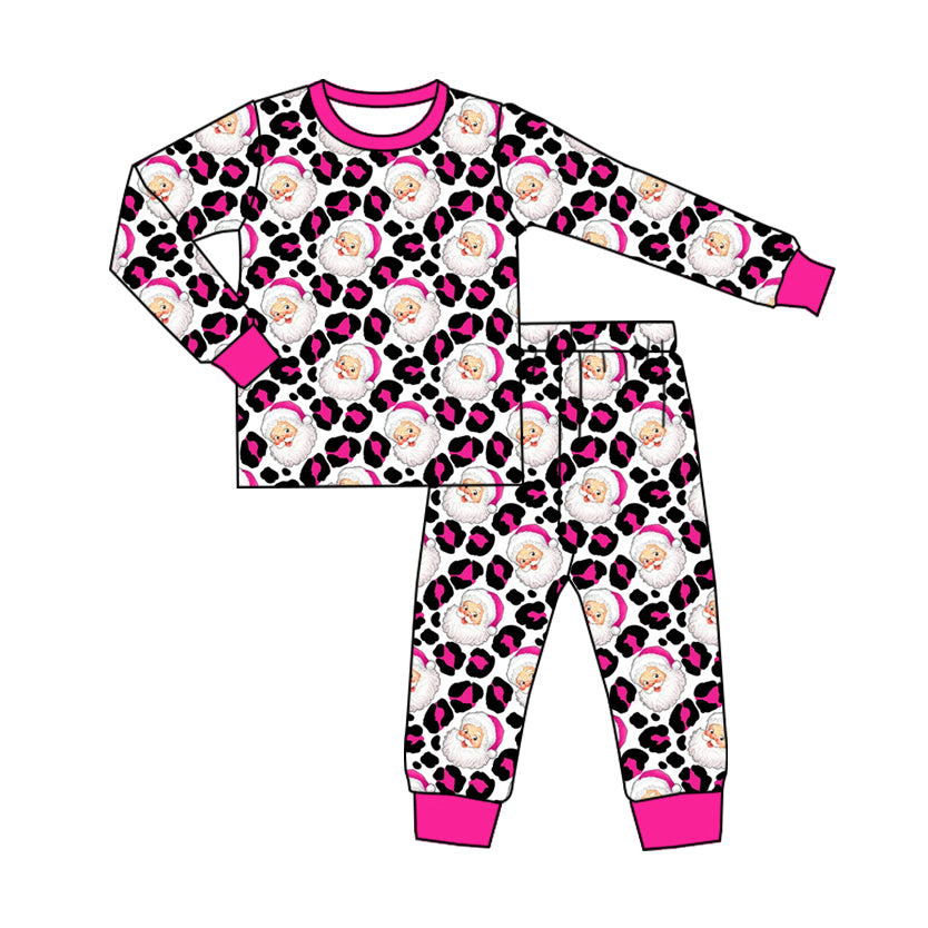 Christmas Santa Claus leopard girls long sleeve outfit preorder