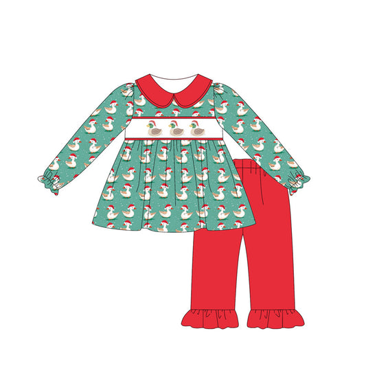 Baby girls Christmas duck tunic top matching pants clothes preorder