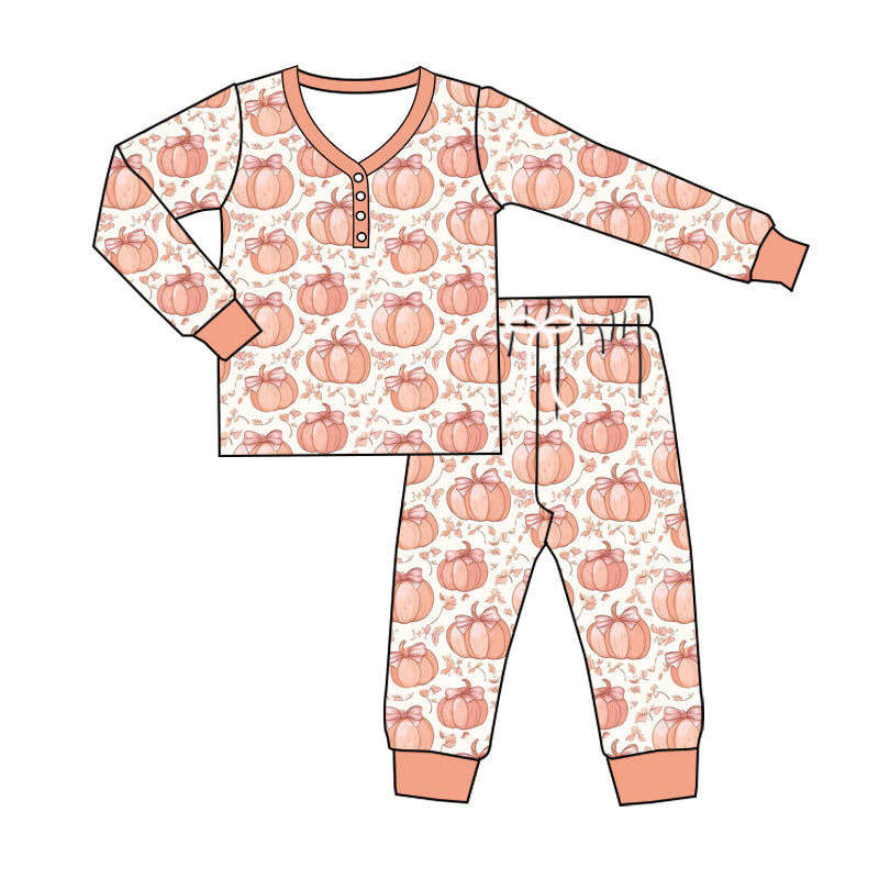 Adult women fall pumpkins long sleeve pajama set preorder