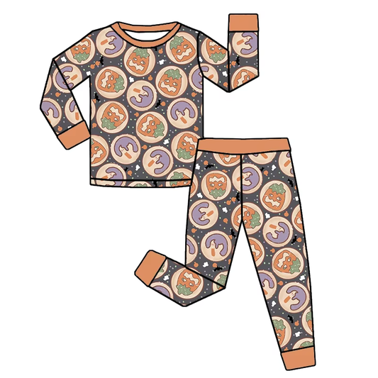 Halloween pumpkin design baby girls long sleeve outfit preorder