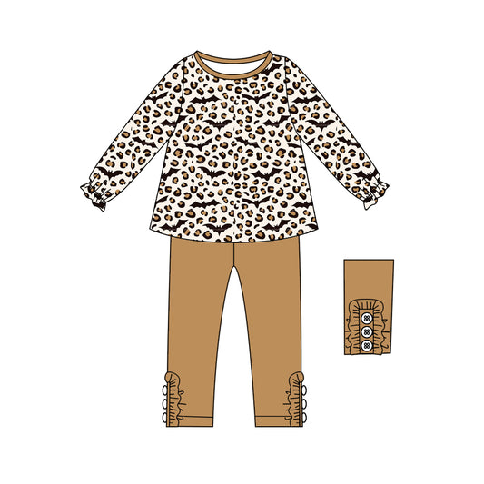 Baby girls Halloween bat leopard girls long sleeve outfit preorder