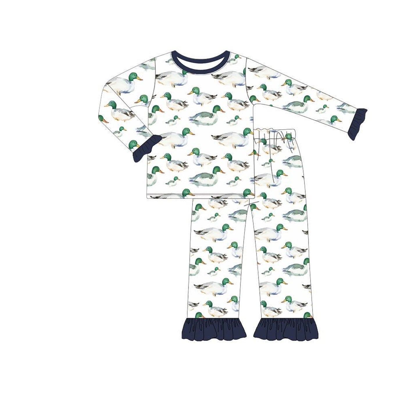 Kids girls mallard duck long sleeve outfit preorder