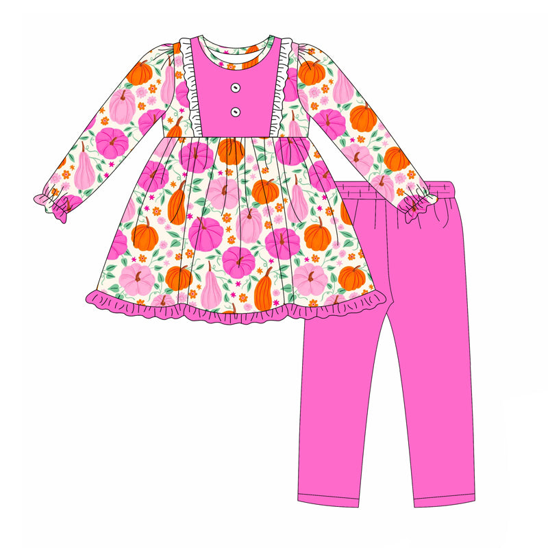 Toddle girls pink pumpkins tunic top matching pants fall winter clothes preorder
