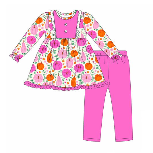 Toddle girls pink pumpkins tunic top matching pants fall winter clothes preorder
