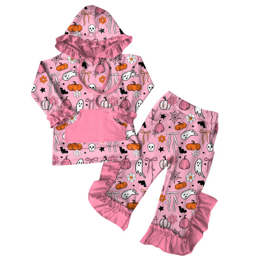 Halloween pumpkins ghost kids shirt macthing pants hoodie set preorder