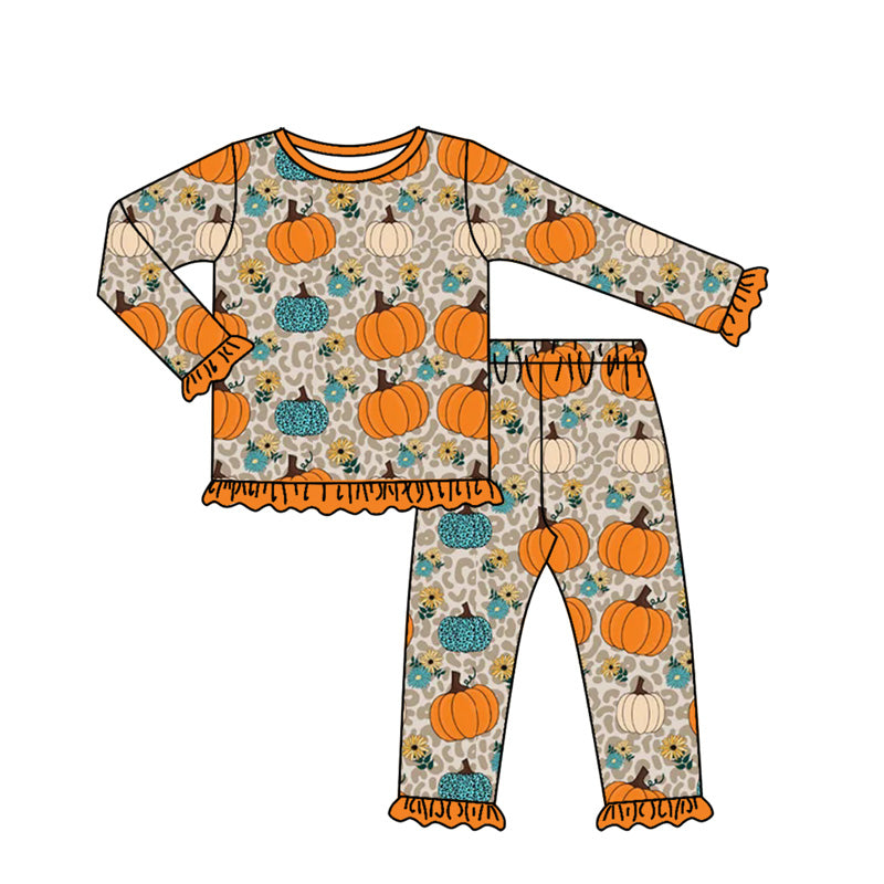 Leopard pumpkins girls long sleeve matching outfit preorder